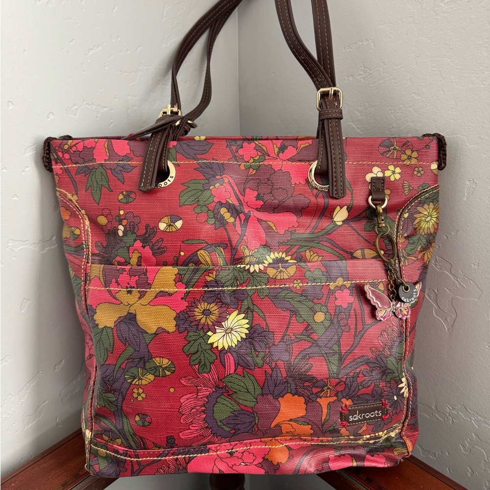 Sakroots Coated Canvas Shoulder Bag Tote Floral